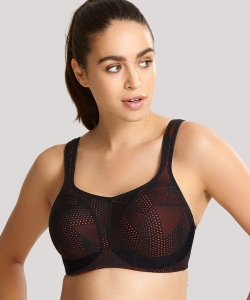 Biustonosz Panache Sport usztywniany do ćwiczeń  black/coral