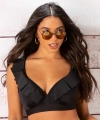 Kostium kąpielowy Pour Moi Space frill top czarny