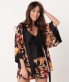 Kimono Endorfinella Darling Czarna monstera satynowe