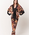 Kimono Endorfinella Darling Czarna monstera satynowe