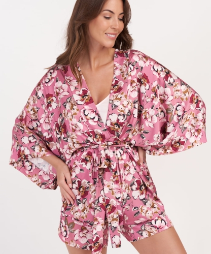Kimono Endorfinella Darling różowa melodia satynowe