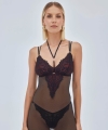 Stringi Alles Heartbeat koronkowe czarno-czerwone