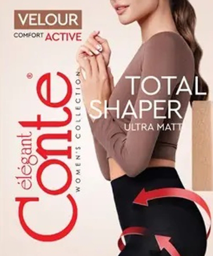 Rajstopy Conte Velour Active 100 DEN Total Shaper z mikrofibry