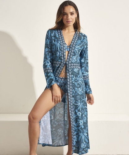 Kimono plażowe Selmark BM297 niebieskie
