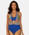 Monokini Feba FL168A/604H jednoczęściowe kwiatowy haft