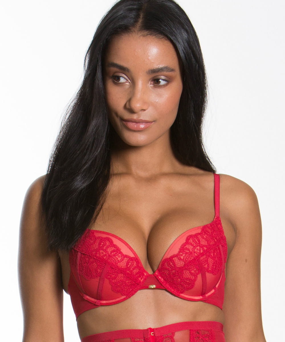 Biustonosz Gossard Guipure VIP usztywniany plunge lipstic