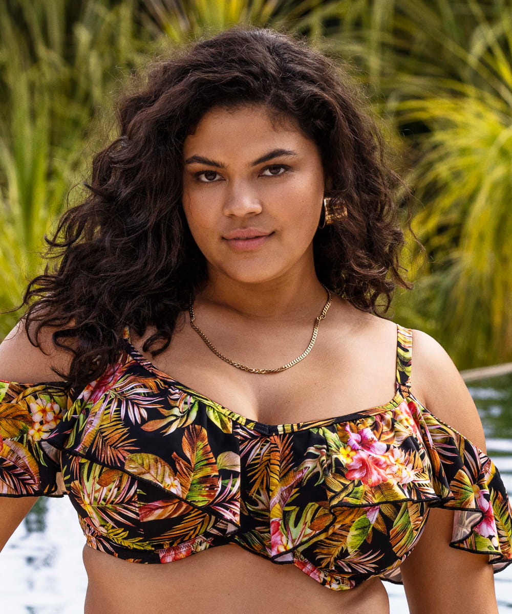 Kostium kąpielowy Elomi Tiger valley bikini top z falbanką
